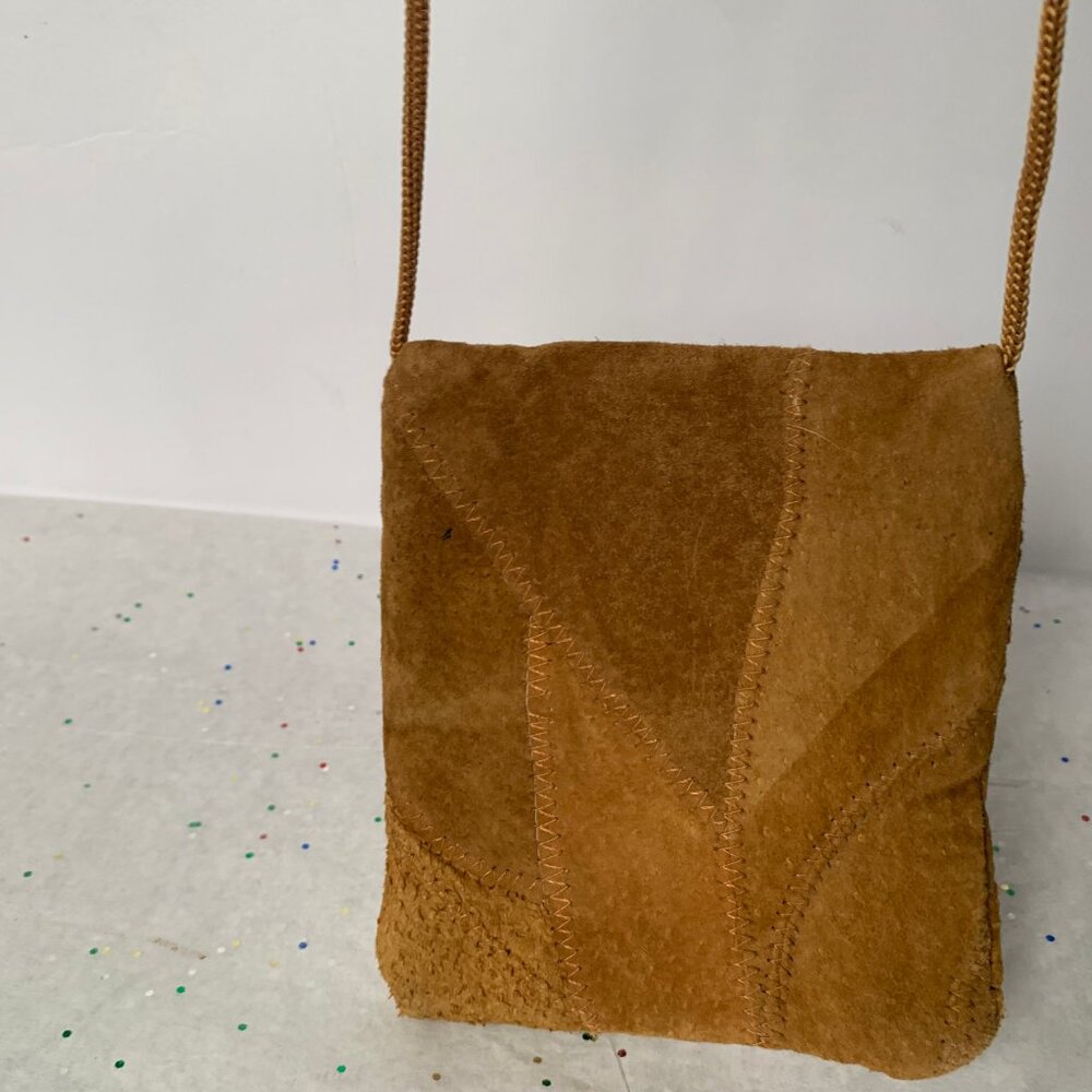 Mini Patchwork 2 Zip Crossbody Purse Brown Suede … - image 7